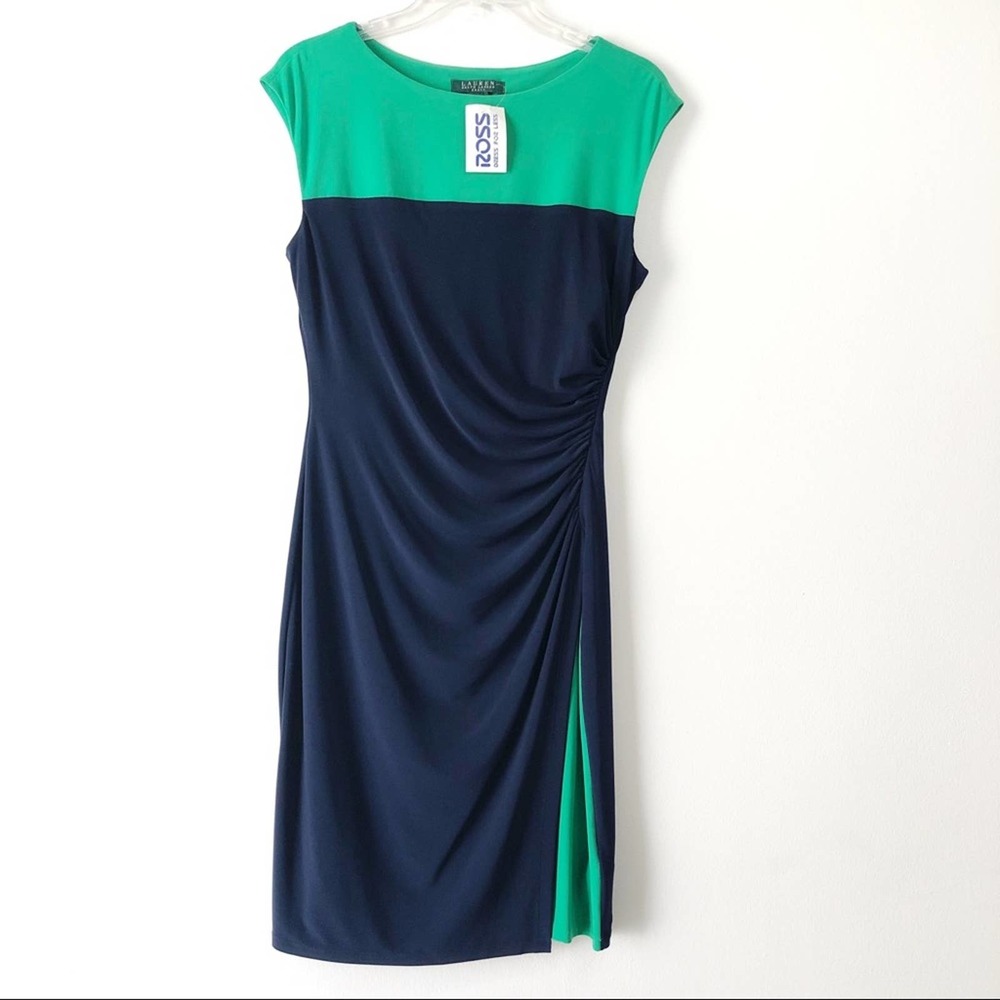Lauren Ralph Lauren Green & Navy Color Block Dress
